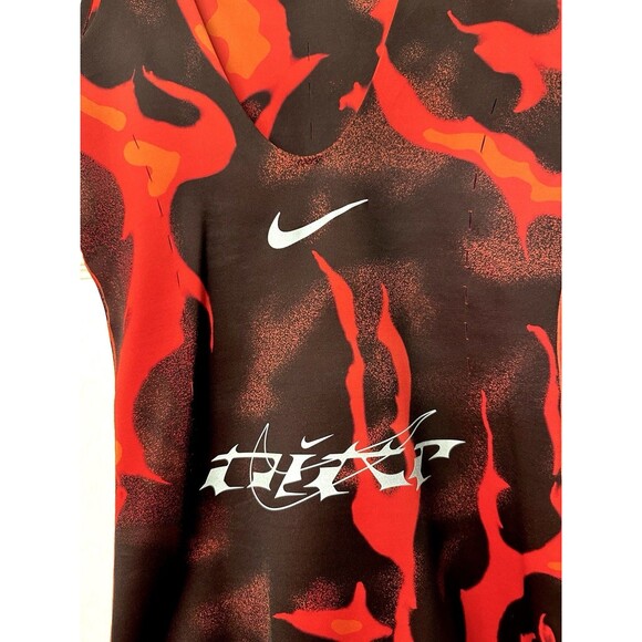 Nike Women's Bodysuit Size XS  Megan Thee Stallion Athletic Red Flame Print - Picture 7 of 9